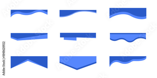 Header website divider border template, curve separators set, modern bottom section. Abstract banner cover collection. 