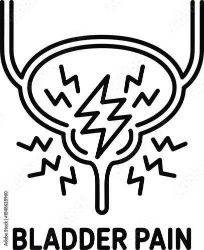 Bladder Pain Icon Urinary System Problem Illustration