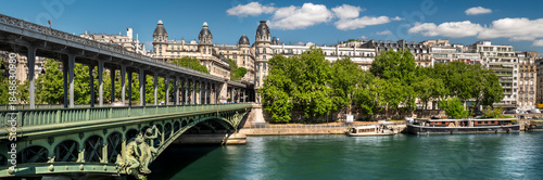 Paris France panoramic buildings seen from Pont de Bir Hakeim bridge