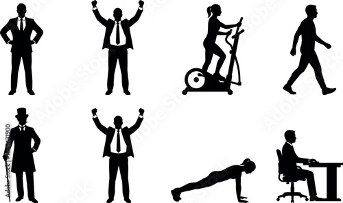 Human activity silhouettes – flavector series on lifestyle, fitness, work, and celebration