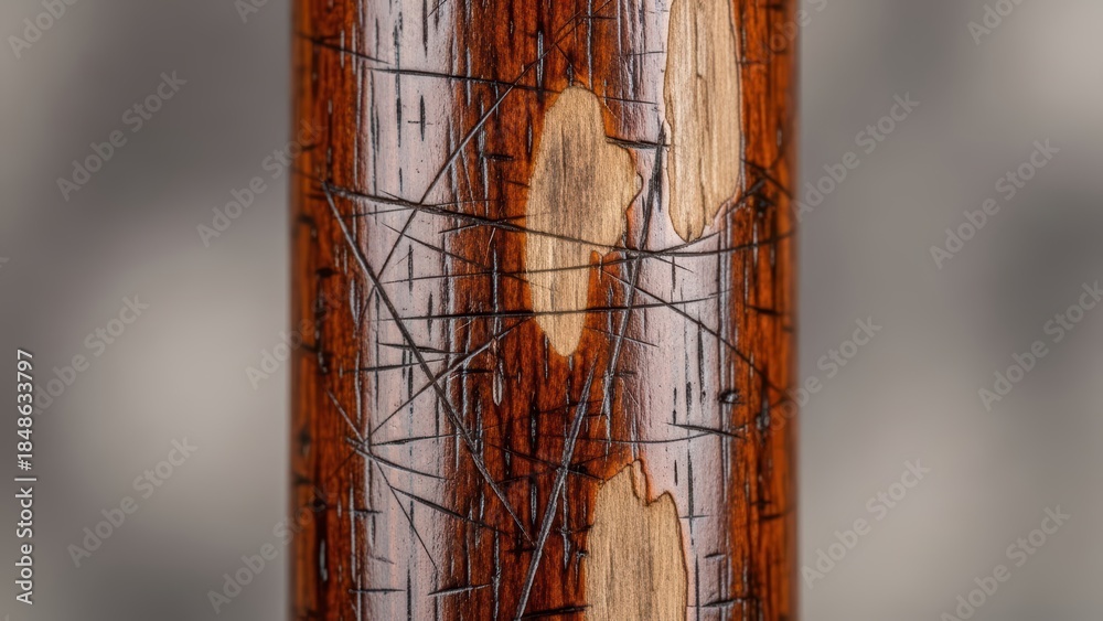 Obraz premium Close-up of textured wooden surface with natural patterns and grain details