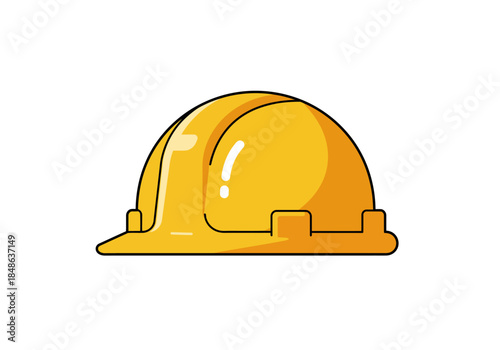 Yellow Construction Hard Hat with Black Outline Illustration