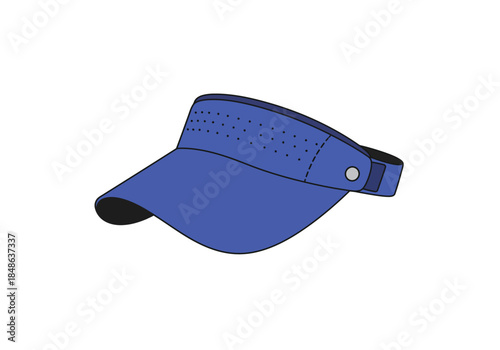 Blue visor cap illustration showcasing fashion accessory with brim and adjustable strap