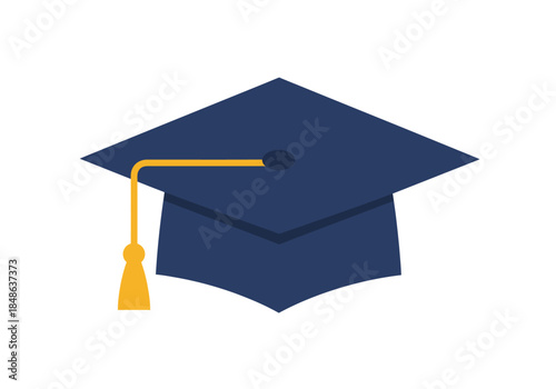 Blue Graduation Cap with Yellow Tassel Academic Achievement Symbol.