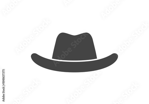 Simple Gray Cowboy Hat Icon with Brim.