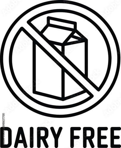 Dairy Free Icon Black and White Illustration