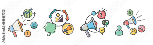 Digital marketing and business strategy illustrations: a visual guide to communication and growth