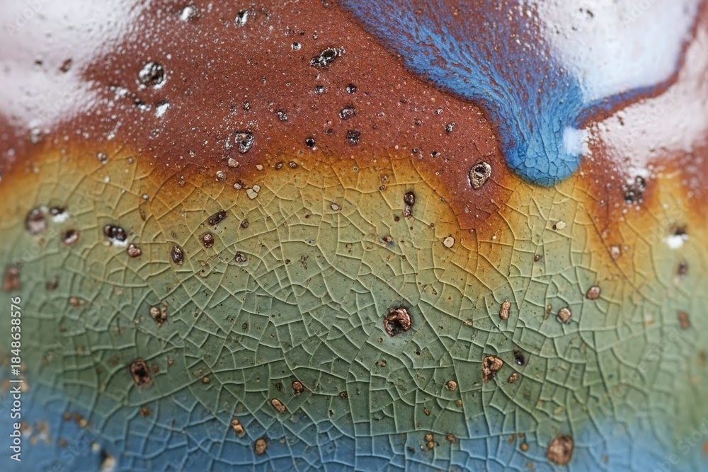 Fototapeta premium Vibrant rainbow colored surface with water droplets and cracks