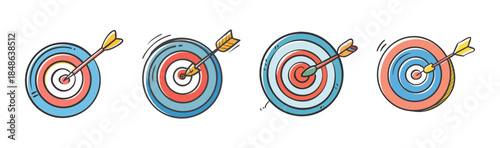 Hitting the bullseye: a vibrant collection of hand-drawn targets with arrows showing accuracy