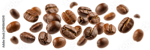 Wallpaper Mural Dynamic array of premium roasted coffee beans captured mid-air, perfect for gourmet branding on transparent background. Torontodigital.ca