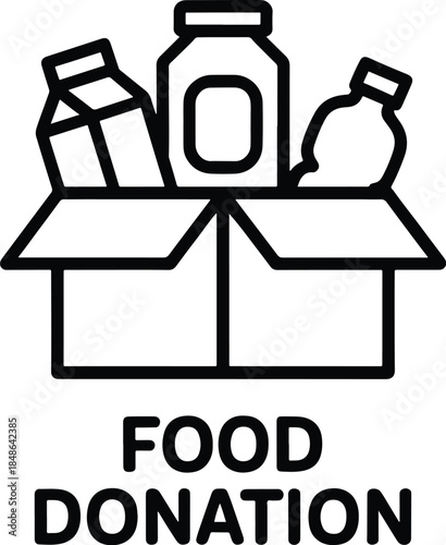 Food donation box simple line icon