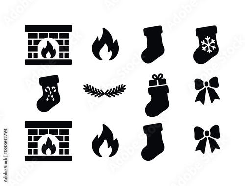 Seasonal Craft Icon Grid. Seasonal craft displays. Line outline icon set of Seasonal craft displays: display