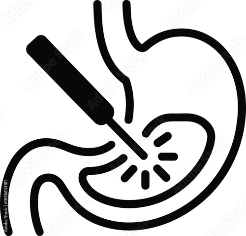 Gastroscopy icon showing stomach endoscopy procedure