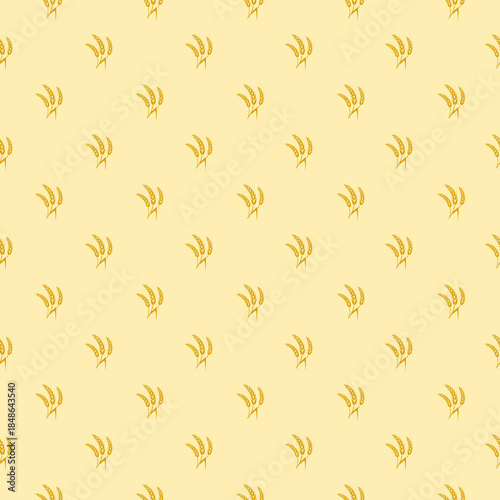 Wheat and rye ears seamless pattern isolated on color background