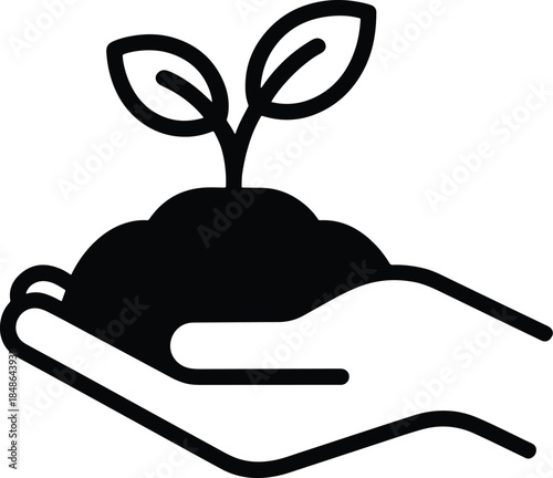 Hand Holding Sprout Silhouette Icon Design