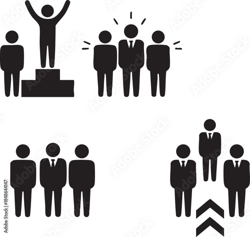 One Person Elevated or Highlighted Concept for Leadership and Recognition