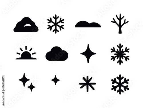 Frozen Cascade Icons. Frozen cascade icons. Filled icon set of frozen cascade icons: stream fall, layered ice,