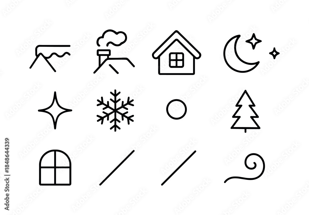 Fototapeta premium Black Christmas Icon Set. Christmas chime icons. Filled icon set of Christmas chime icons: jingle bell, ribbon