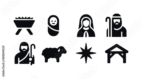 Seasonal Cookie Icons. Seasonal star-tree cookies. Filled icon set of seasonal star-tree cookies: star crisp,