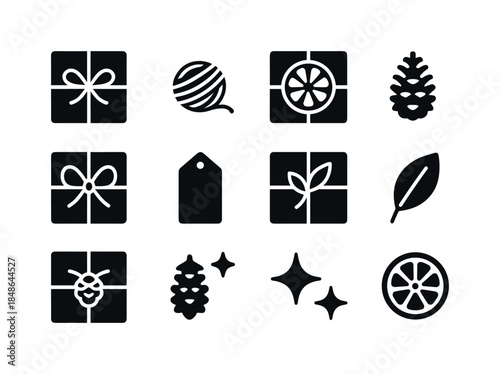 Holiday Night Icons. Holiday night icons. Filled icon set of holiday night icons: star emblem, moon emblem,