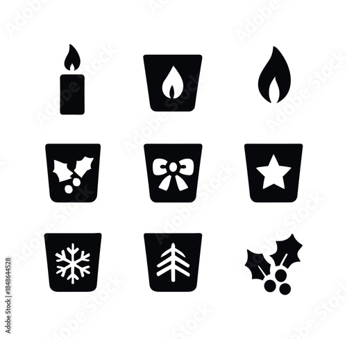 New Year Icons Grid. New Year parade elements. Filled icon set of New Year parade elements: float symbol,