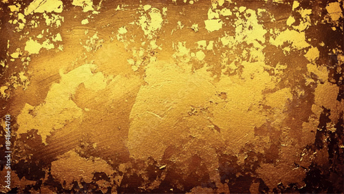 An abstract gold foil texture with uneven application and rich coloration
