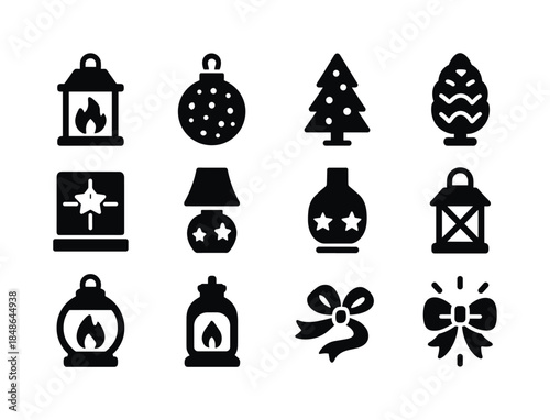 Holiday Kitchen Icons. Holiday kitchen utensils. Filled icon set of holiday kitchen utensils: rolling pin