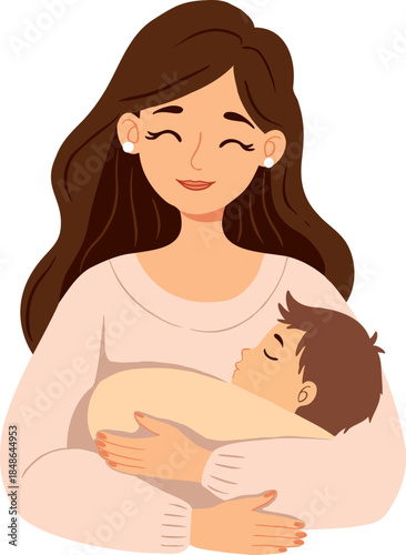 Loving Mother Cradling Her Sleeping Baby