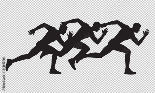 Silhouettes of runners competing Vector