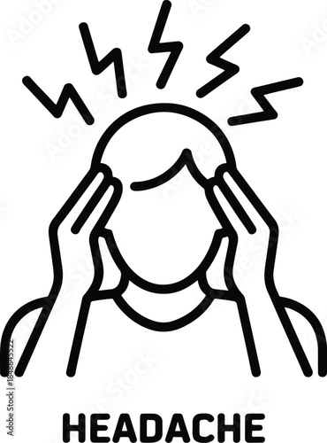 Headache Pain Stress and Migraine Symptom Illustration