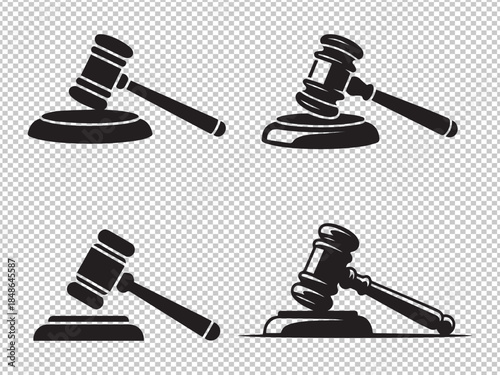 Four judicial hammers Vector