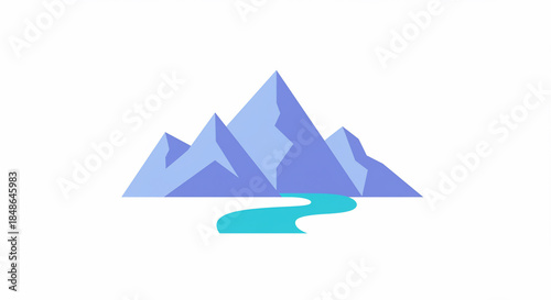Free Download Purple mountains and turquoise river landscape illustration - GFXLoad