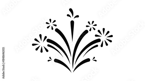 Abstract floral design with bursting shapes presented as a stark silhouette