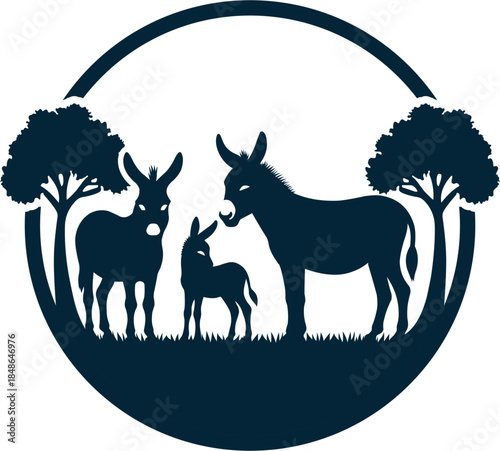 black 3 donkey logo in a circle