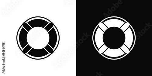 Lifebuoy Rings Two Tone Design Black and White Icons Symbol Safety Aid