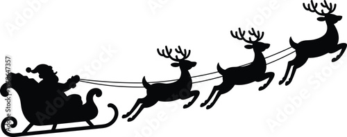 Santa's sleigh with reindeer Vector