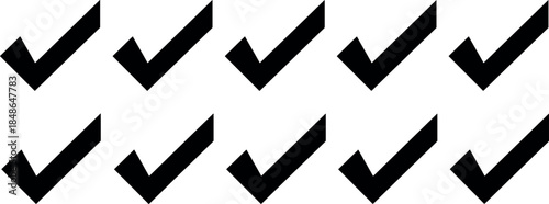 Black Check Mark Icon Set for Approved Confirmed and Complete Task Symbol