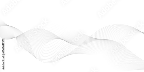 White wave curve lines banner background design. Abstract soft wave lines dynamic flowing gray light isolated background. Vector Illustration of the gray pattern of lines. Black stripes on white .