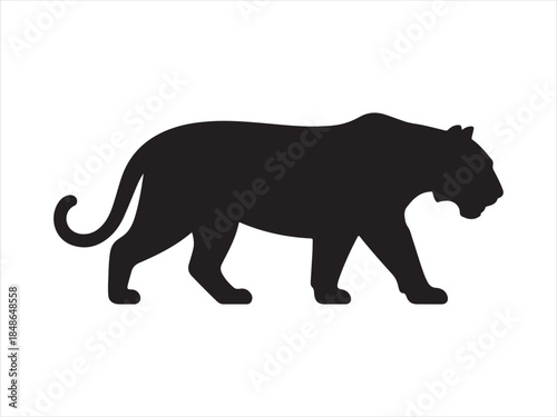 Simple Design of Silhouette of Tiger Walking Vector illustration