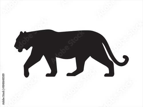 Simple Design of Silhouette of Tiger Walking Vector illustration