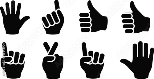 Various hand gestures illustrated Vector