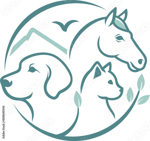 ilustrasi  of a Dog horse, and Cat colour  ,green