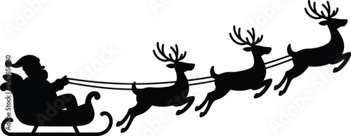 Santa claus riding sleigh with reindeer Vector
