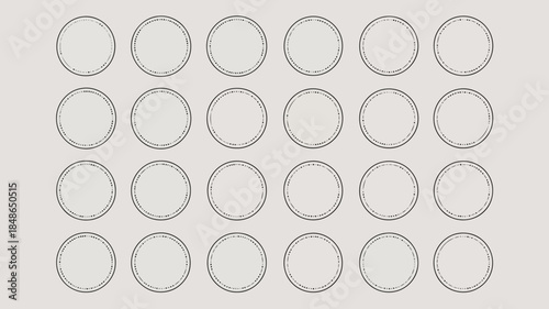 Collection of 20 identical circular patterns with dotted outlines arranged in a 4x5 grid