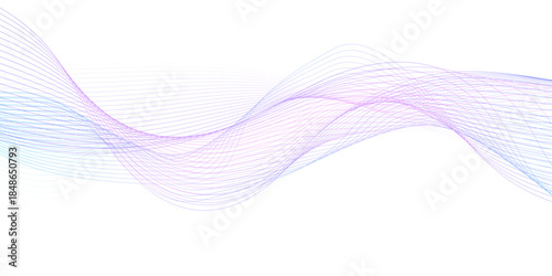 White wave curve lines banner background design. Abstract soft wave lines dynamic flowing purple and blue isolated background. Vector Illustration of the pink pattern of lines. stripes on white.
