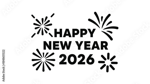 Festive new year celebration design with fireworks and text a silhouette