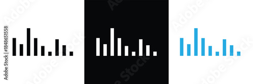 Sound wave icon in fill and three stroke sizes .Vector Illustration .EPS 10 .