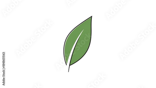 Leaf of Life: A minimalistic illustration of a vibrant green leaf, symbolizing nature and vitality, set against a pristine backdrop.