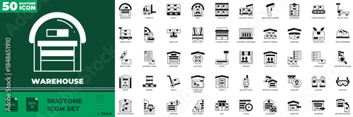 Warehouse Duotone Editable Icons set