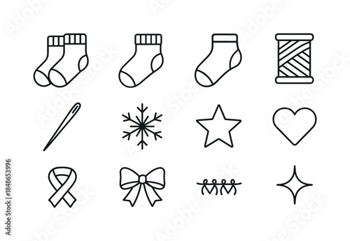 Vintage Ornament Icon Set. Vintage metallic ornament set. Line outline icon set of Vintage metallic ornament